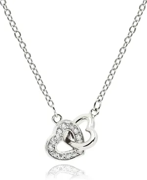 Dainty Double Heart Necklace for Women Gilrs  14K Gold Plated Mom and Daughter Necklaces  Linked Two Heart Pendant Non Tarnish Choker Jewelry [HN-DB]