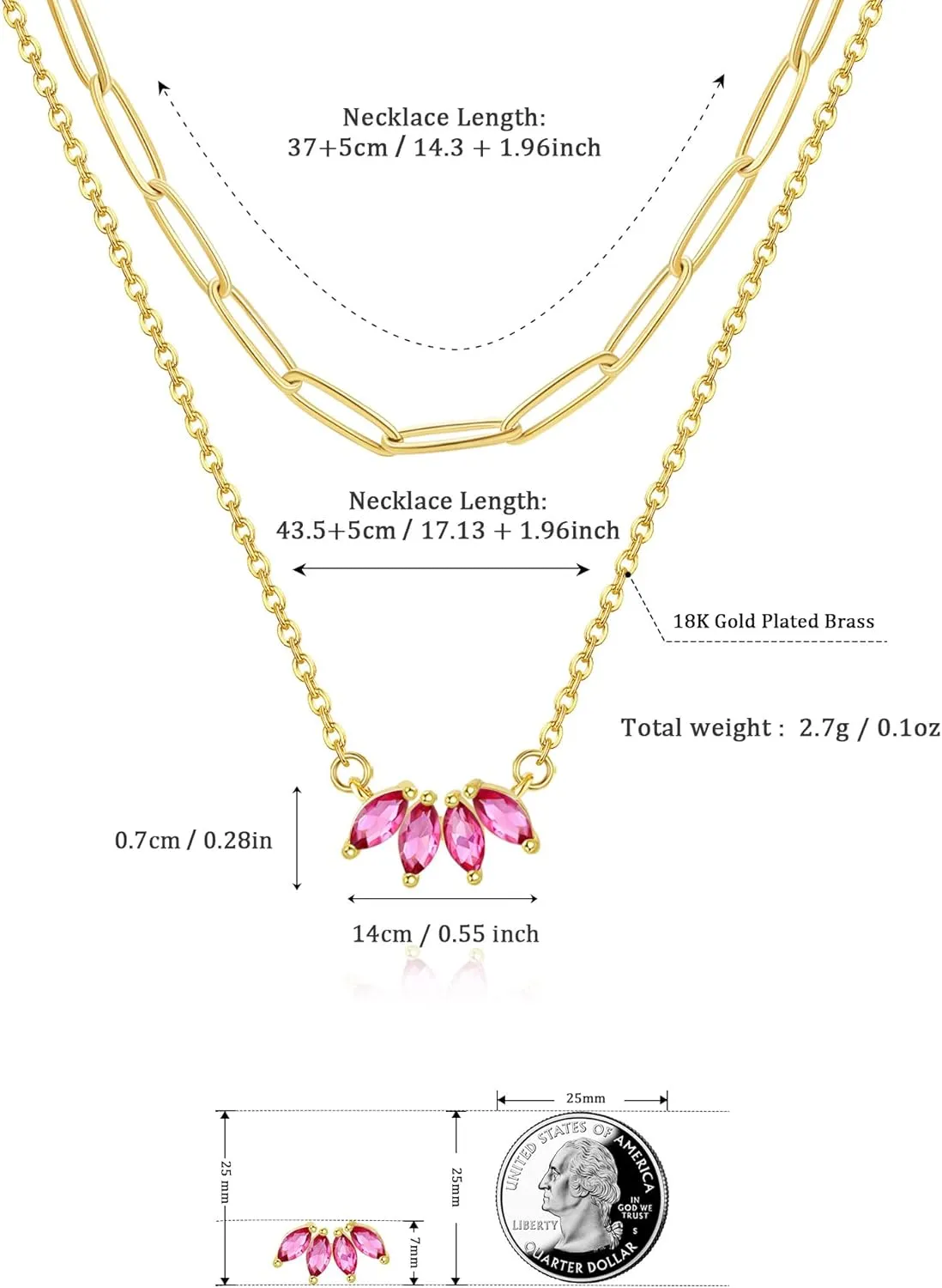 Dainty Gold Plated Necklace for Women, Simple Cute 18K Gold plated Leaf Flower Cubic Zirconia Necklaces for Women Trendy Jewelry Gifts