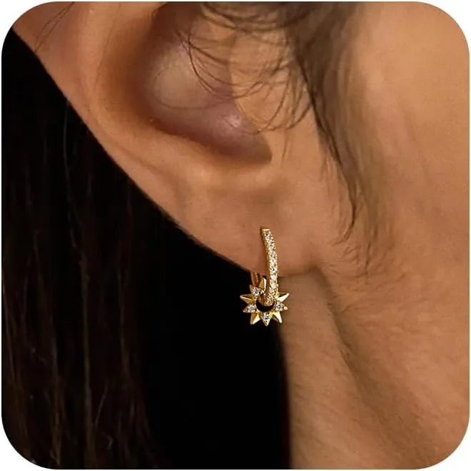 Dainty Small Dangle Earrings - 14K Gold Plated Minimalism Huggie & Trendy Drop Earrings for Gift