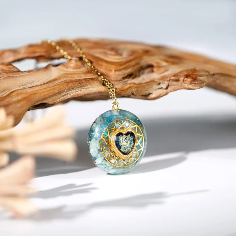 Day Day Up Orgone Pendant Heart Energy Necklace - Healing Crystal Necklaces For Women With Reiki Quartz Gemstones - Fashion Jewelry