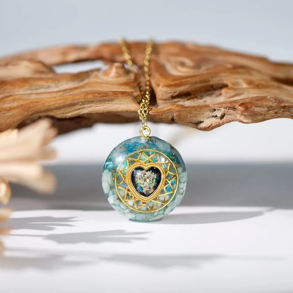 Day Day Up Orgone Pendant Heart Energy Necklace - Healing Crystal Necklaces For Women With Reiki Quartz Gemstones - Fashion Jewelry