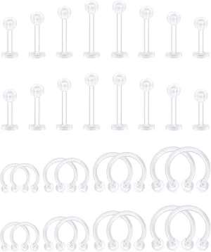 D.Bella 16G Clear Piercing Retainers Flexible Cartilage Helix Daith Rook Tragus Earring Retainer Bioflex Plastic Nose Septum Lip Eyebrow Rings Piercing Retainer