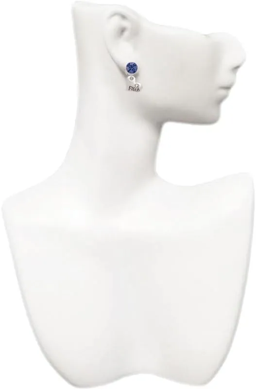 Delight Jewelry Faith Heart with AB Crystal - Large Crystal Clip on Earrings