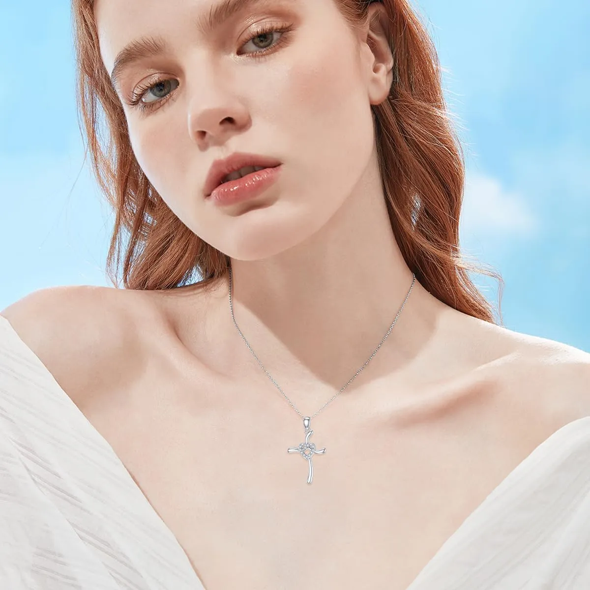 Diamond Cross Necklace for Women 925 Sterling Silver Heart Cross Necklaces Diamond Jewelry Gifts for Mother's Day Anniversary Birthday