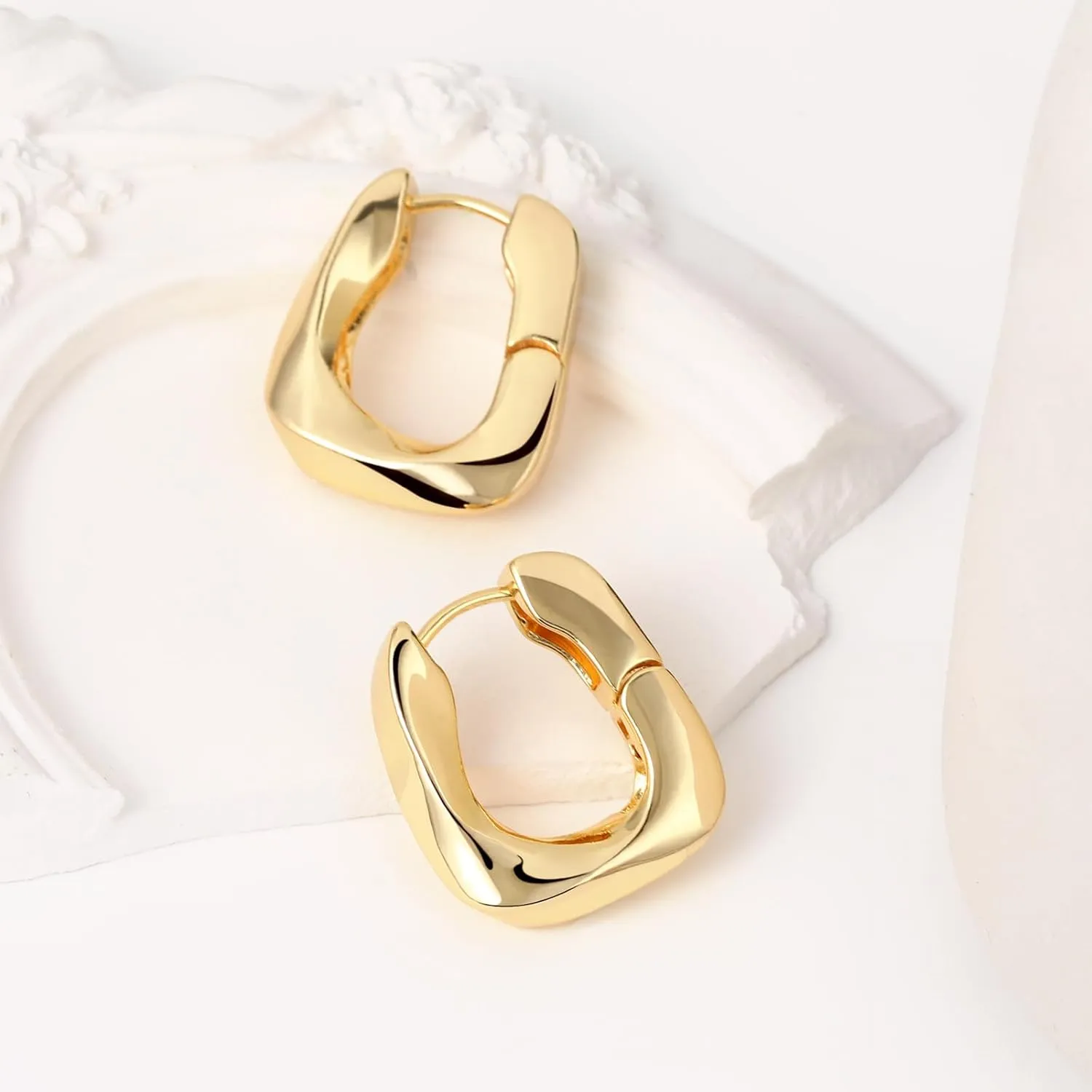 Dimore14K Gold Plated Cross Hoop Earrings with Small CZ Huggie Hoops Dangling, Trendy Gold Cross Earrings for Women Girls, Gold Cross Earrings for Men