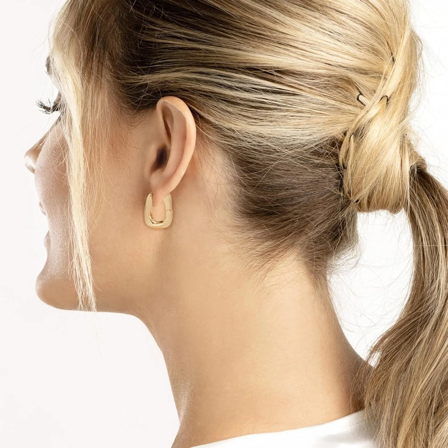 Dimore14K Gold Plated Cross Hoop Earrings with Small CZ Huggie Hoops Dangling, Trendy Gold Cross Earrings for Women Girls, Gold Cross Earrings for Men