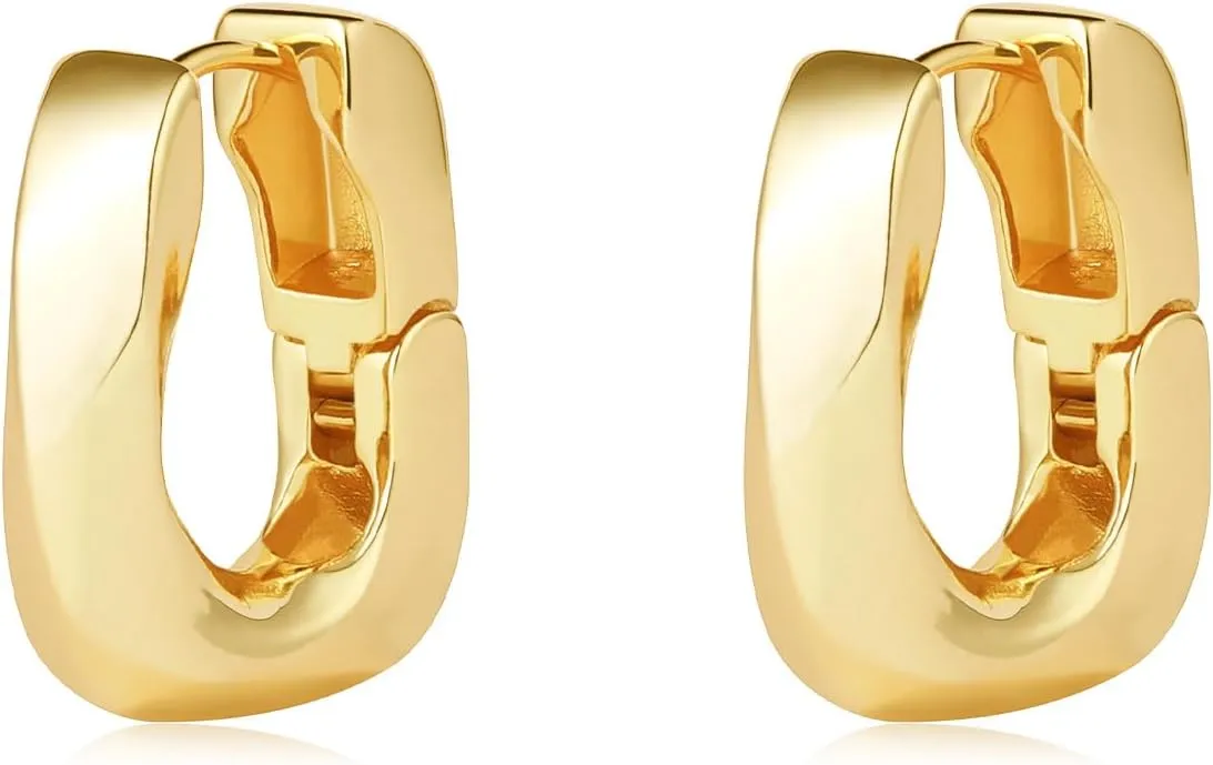 Dimore14K Gold Plated Cross Hoop Earrings with Small CZ Huggie Hoops Dangling, Trendy Gold Cross Earrings for Women Girls, Gold Cross Earrings for Men