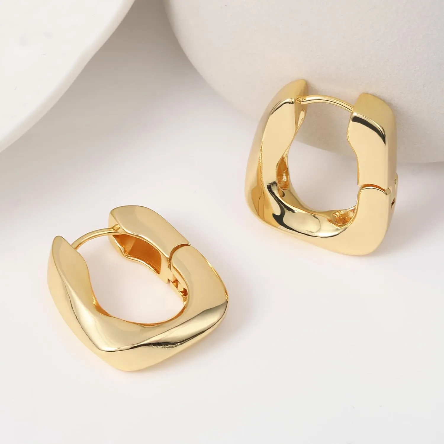 Dimore14K Gold Plated Cross Hoop Earrings with Small CZ Huggie Hoops Dangling, Trendy Gold Cross Earrings for Women Girls, Gold Cross Earrings for Men