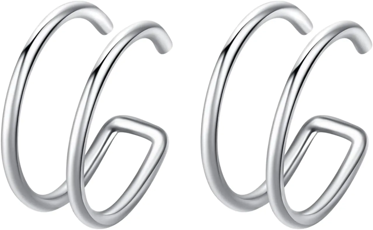 Double Hoop Nose Ring Nose Hoops Fake Nose Ring 18G 20G Lip Rings Cartilage Hoop Earring Faux Nose Rings for Women Men