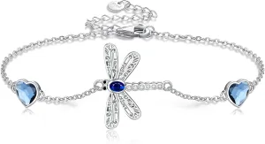 Dragonfly Bracelet 925 Sterling Silver Dragonfly Adjustable Bracelet Animals Jewelry Present for Women
