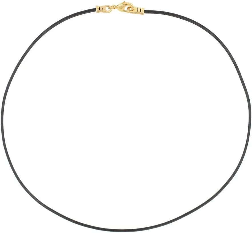 DragonWeave Gold Plated 1.8mm Fine Black Leather Cord Necklace