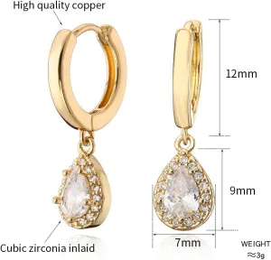 DS Huggie hoop earrings for women,14K Gold Plated Dainty Minimalist Drop Dangle Pierced cartilage earlobe Earrings Classic Zircon Small Hoop Earrings Jewelry Gift for Wife Mom