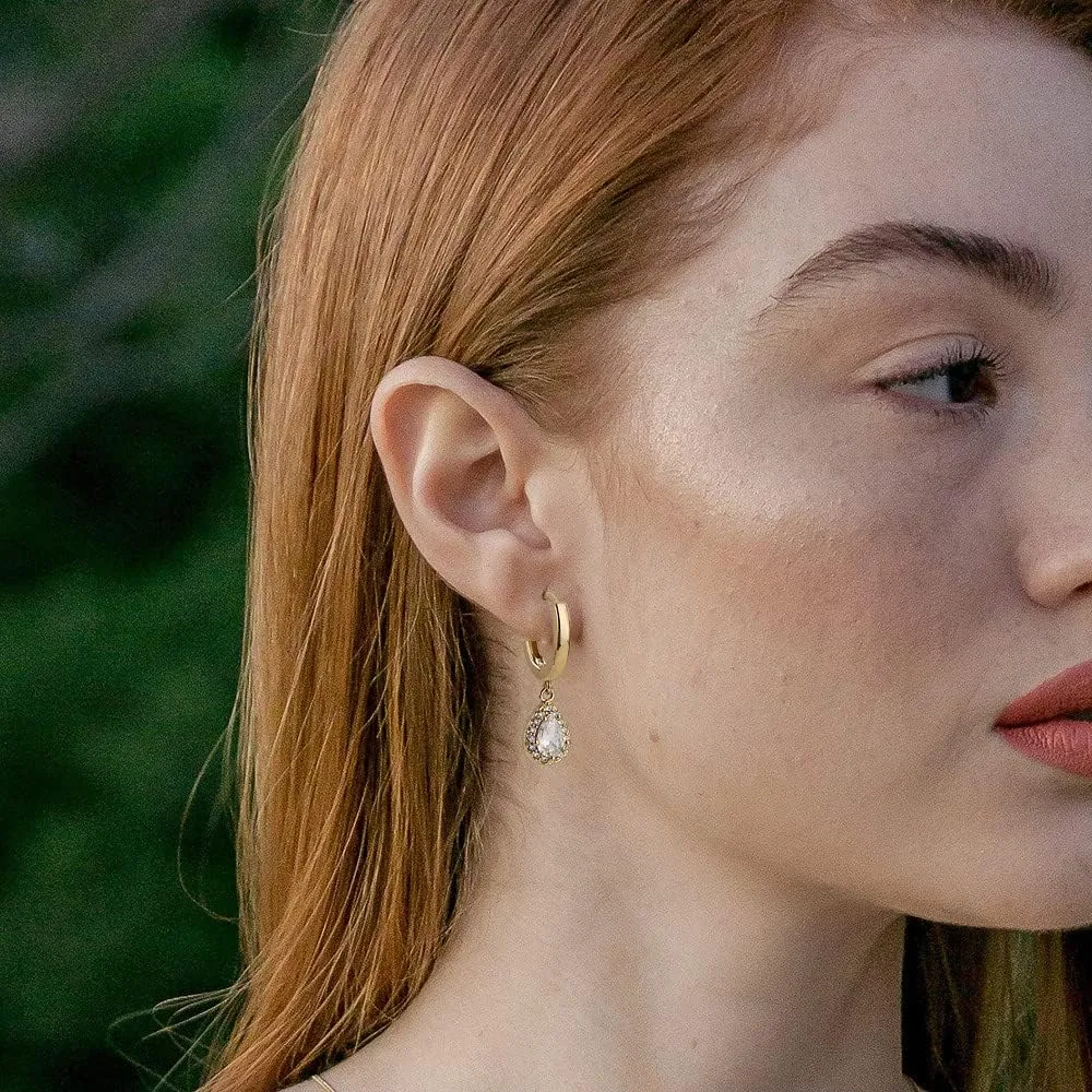 DS Huggie hoop earrings for women,14K Gold Plated Dainty Minimalist Drop Dangle Pierced cartilage earlobe Earrings Classic Zircon Small Hoop Earrings Jewelry Gift for Wife Mom