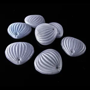 Dusty Blue Petal Pendants, etched. 10x12mm. Czechoslovakia. Pkg 8. b11-bl-1152