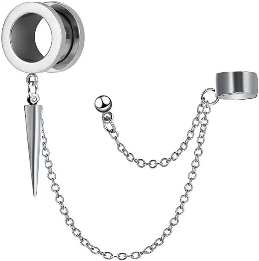 Ear Tunnels Plug,Stainless Steel Screw Ear Expander Flesh Tunnels Piercing