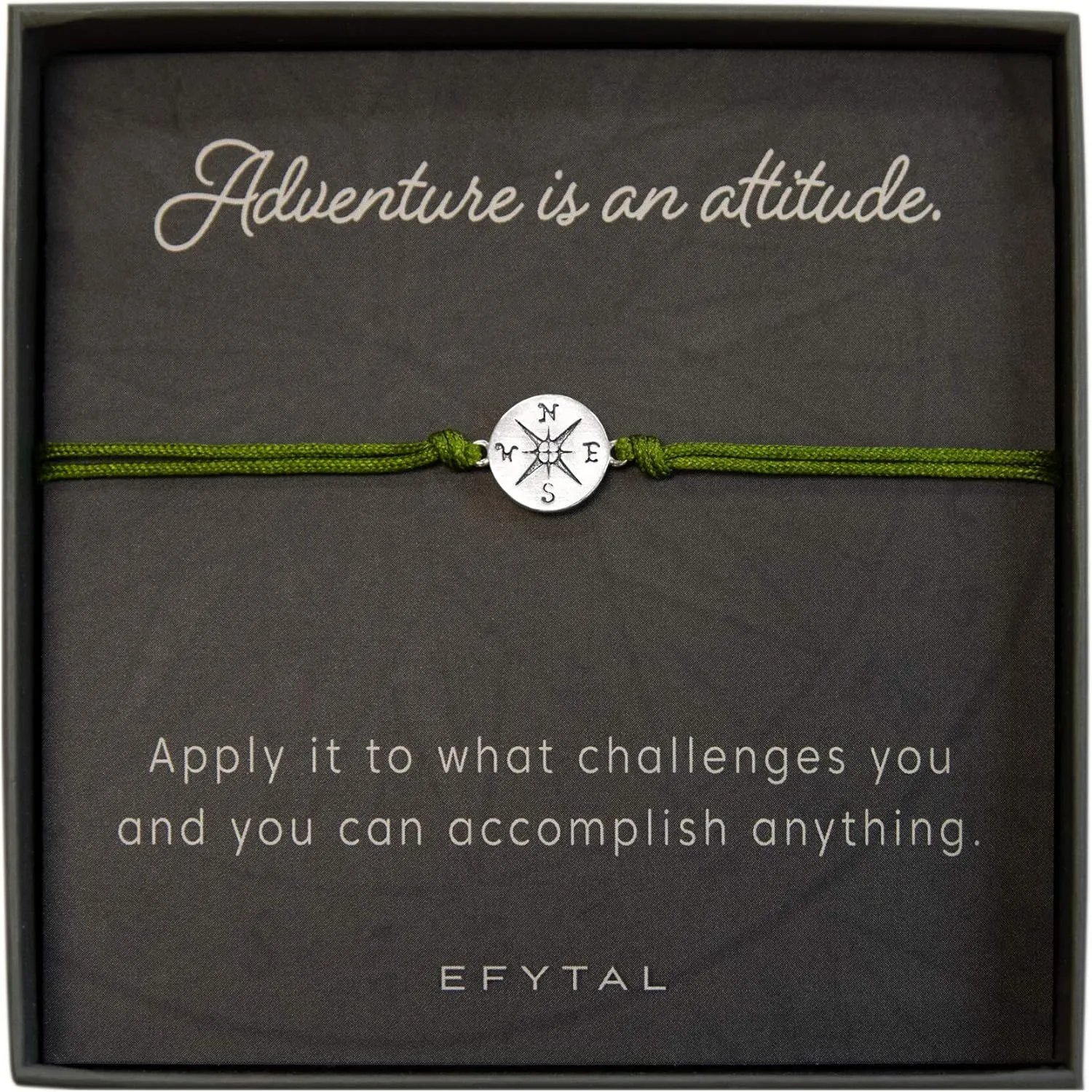 EFYTAL Inspirational Gifts, 925 Sterling Silver Compass Bracelet for Best Friend, Friendship Bracelets, Motivational Gift for Her