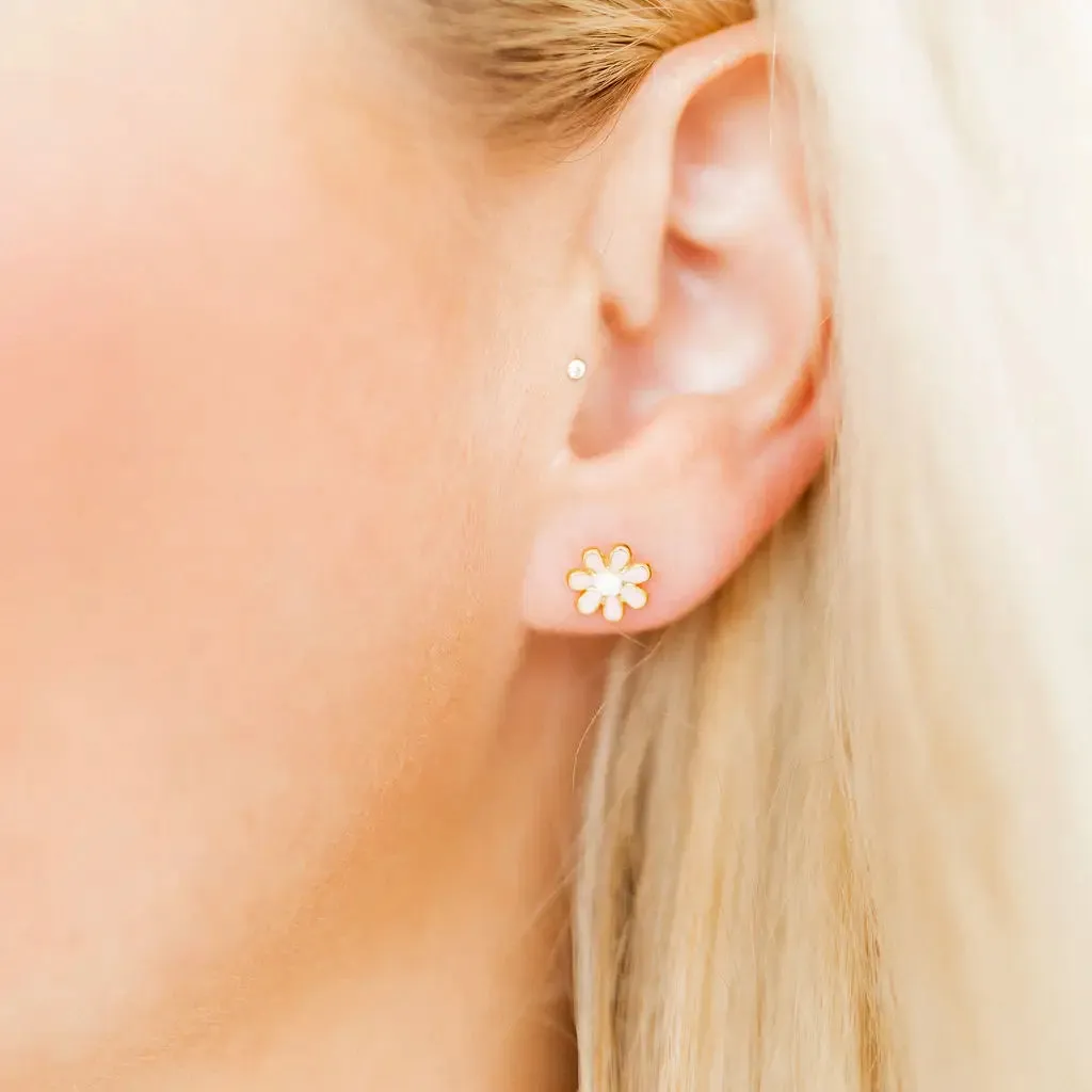 Elsie Flower Screwback Stud Earrings