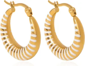 Enamel Hoop Earrings for Women Colorful Enamel Chunky Hoop Earrings 18K Gold Plated Stainless Steel Enamel Earrings Jewelry Gift for Girlfriend Wife