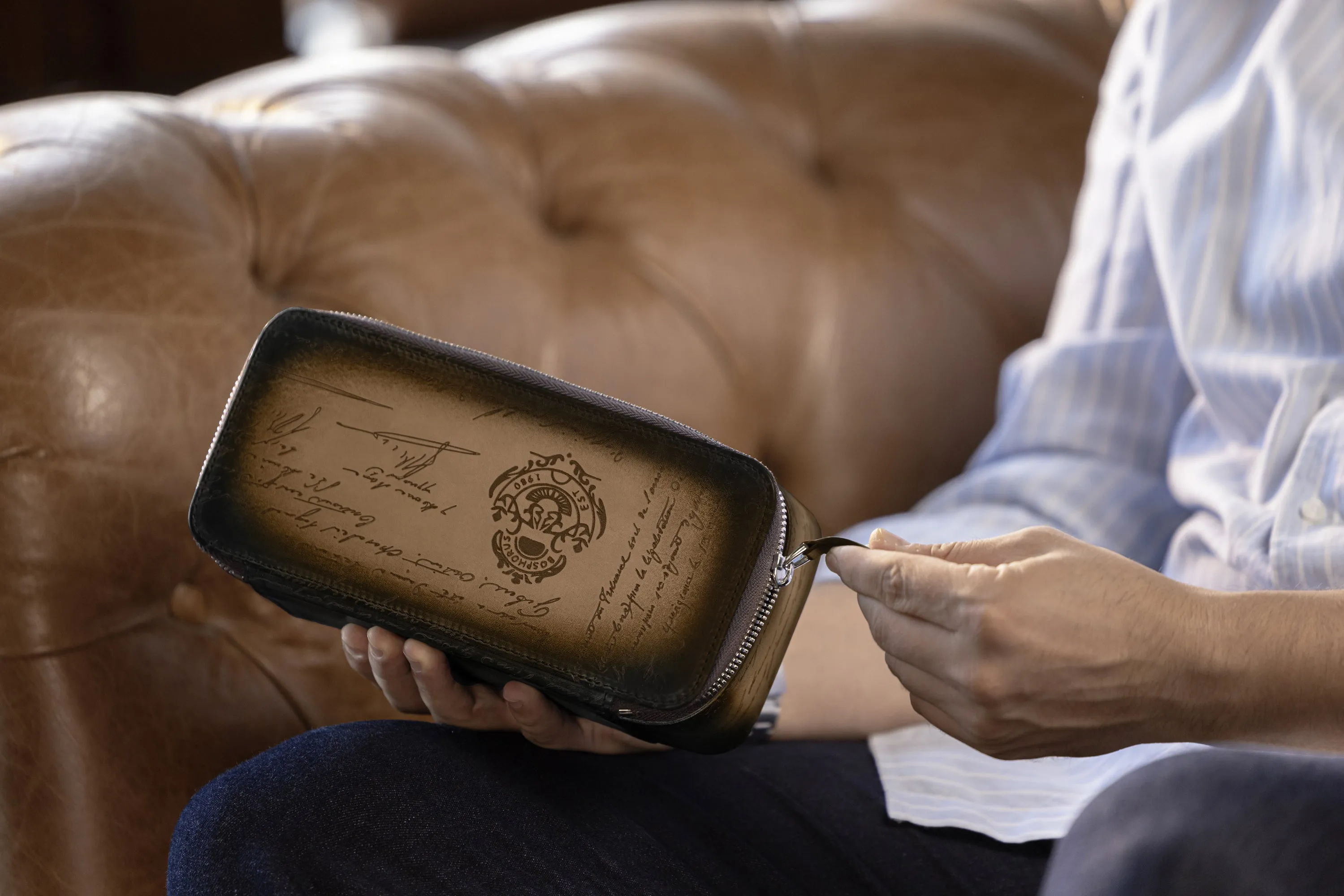Ephesus Watch Case - Parchment Patina Java Brown For 3 Watches