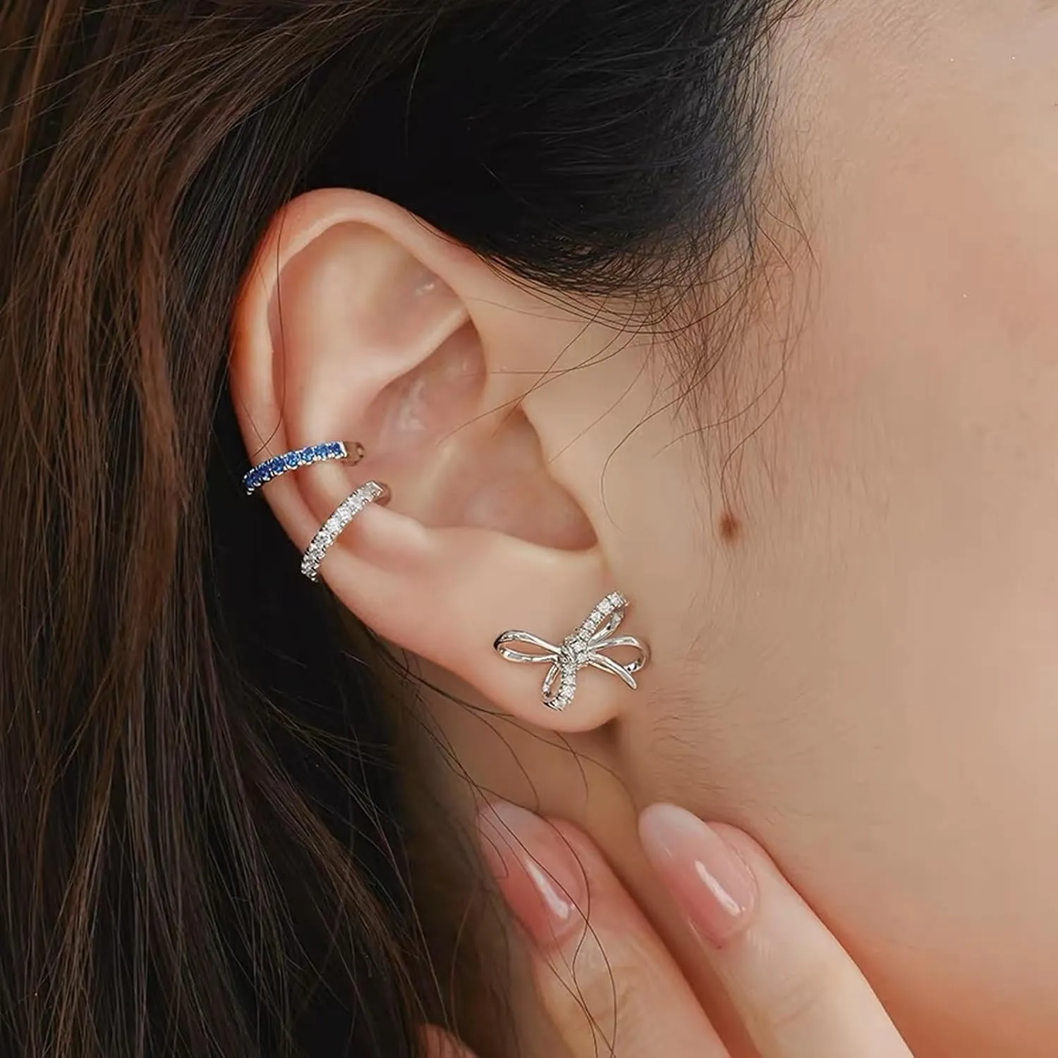 EPIRORA 925 Sterling Silver Studs Earrings Set for Women Men, Hypoallergenic Cubic Zirconia Stud Cartilage Earrings, 5 Pairs Small Silver Gold Hoop Earring Studs Sets for Multiple Piercing