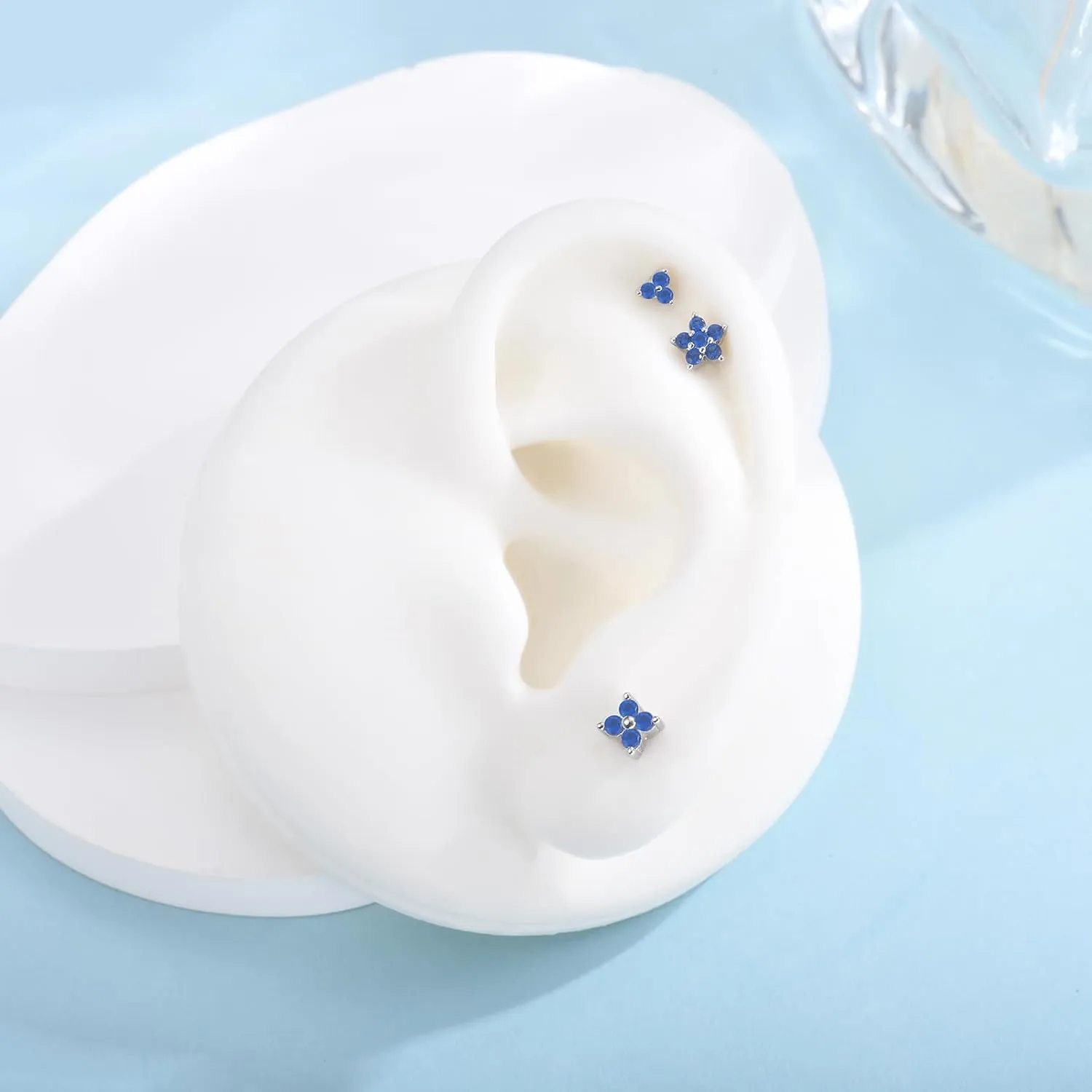 EPIRORA 925 Sterling Silver Studs Earrings Set for Women Men, Hypoallergenic Cubic Zirconia Stud Cartilage Earrings, 5 Pairs Small Silver Gold Hoop Earring Studs Sets for Multiple Piercing