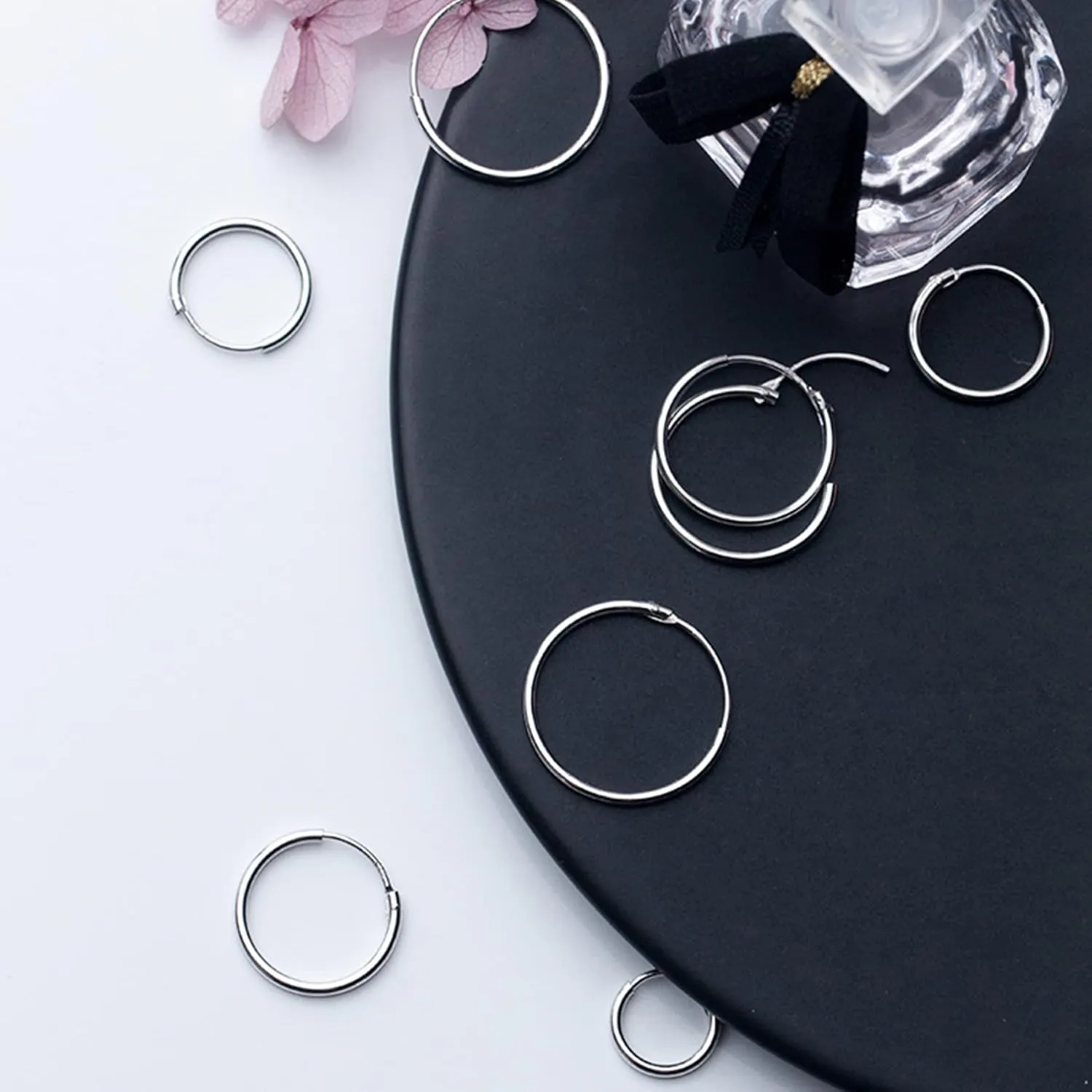 EPIRORA Silver Hoop Earrings for Women Men- Cartilage Earring Endless Small Hoop Earrings Set,3 Pairs of Hypoallergenic 925 Sterling Silver Tragus Earrings Nose Lip Rings