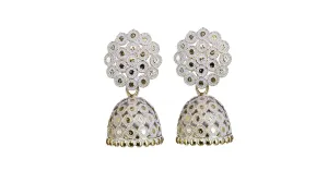 Ezume Latest Collection Kundan Jhumka Jhumki earrings for Girls and Woman Earring Set Of White color