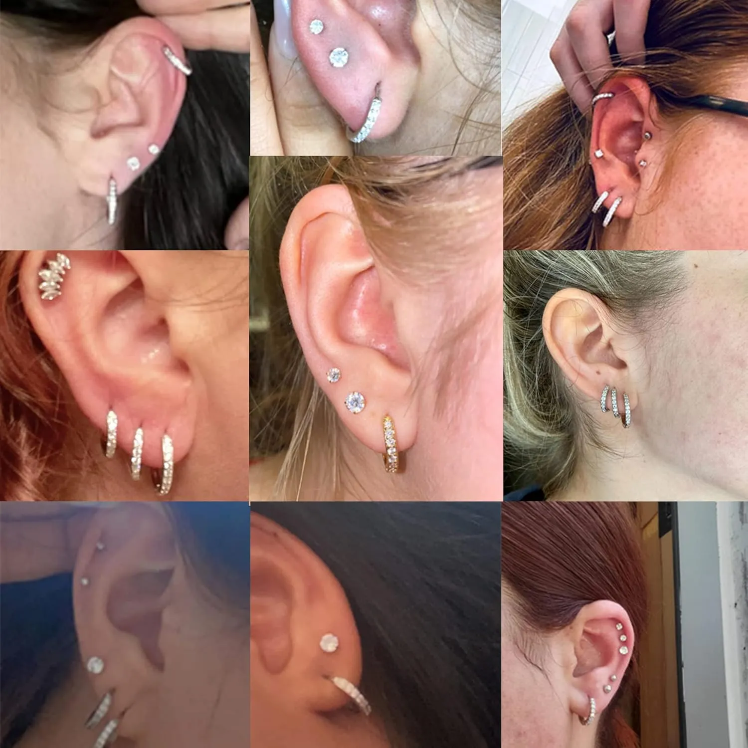 FASACCO Hypoallergenic Flat Back Earrings 14K Gold Cartilage Earring Sets for Multiple Piercing Surgical Stainless Steel Earrings for Women Men Small Huggie Hoop Flatback Stud Earrings