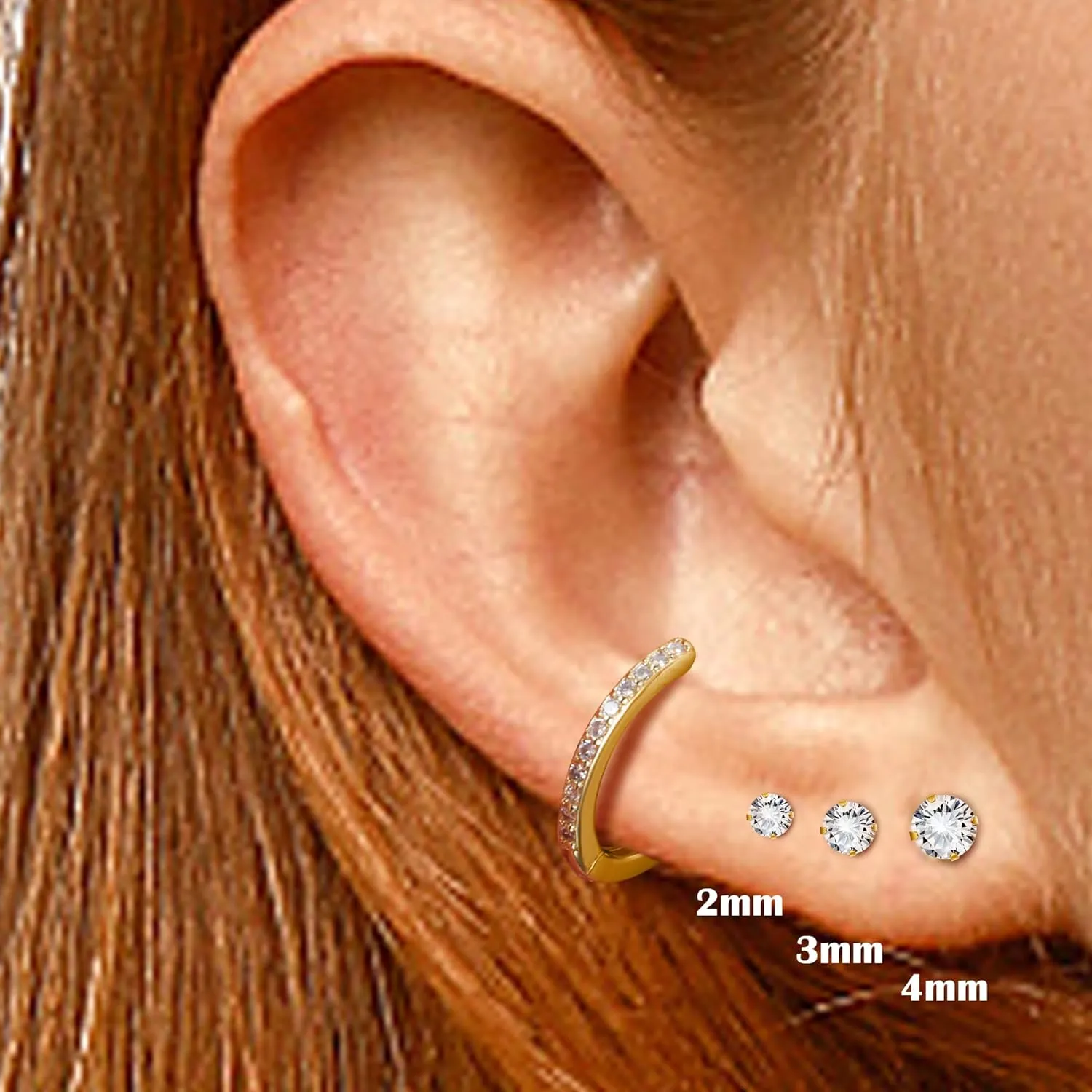 FASACCO Hypoallergenic Flat Back Earrings 14K Gold Cartilage Earring Sets for Multiple Piercing Surgical Stainless Steel Earrings for Women Men Small Huggie Hoop Flatback Stud Earrings