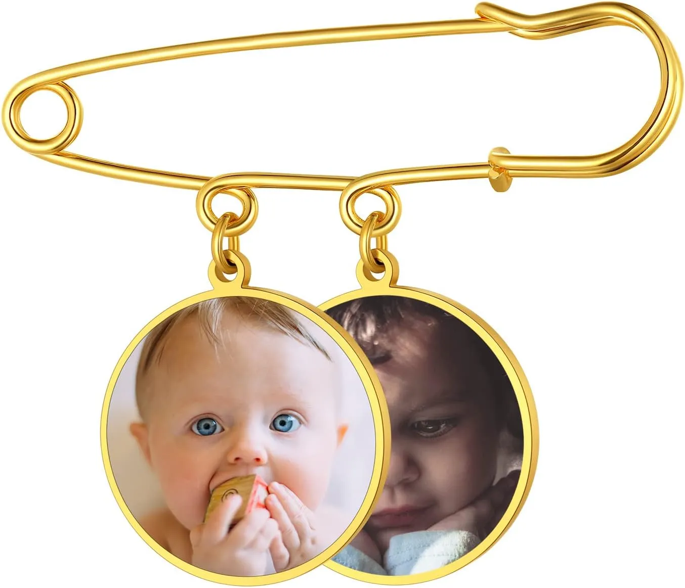 FindChic Personalized 1/2/3/4 Wedding Boutonniere Photo Charms Bouquet Pins Stainless Steel/18K Gold Plated Memorial Customized Heart/Round/Oval Picture Frames Brooch Decoration Accessories   Gift Box
