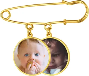 FindChic Personalized 1/2/3/4 Wedding Boutonniere Photo Charms Bouquet Pins Stainless Steel/18K Gold Plated Memorial Customized Heart/Round/Oval Picture Frames Brooch Decoration Accessories   Gift Box