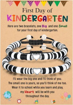 First Day of School Bracelet, Back to School Gifts Matching Heart Mommy and Me Bracelets for Mother Daughter Son Girls Boys