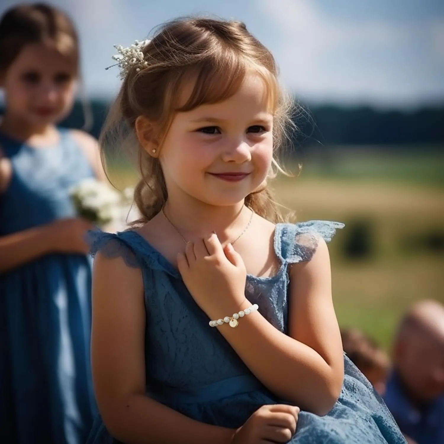 Flower Girl Proposal Bracelet, Dainty Gold Initial Charm Bracelet for Girl, Letter Name Bracelet Girls Jewelry Birthday Wedding Party Gift with Gift Box