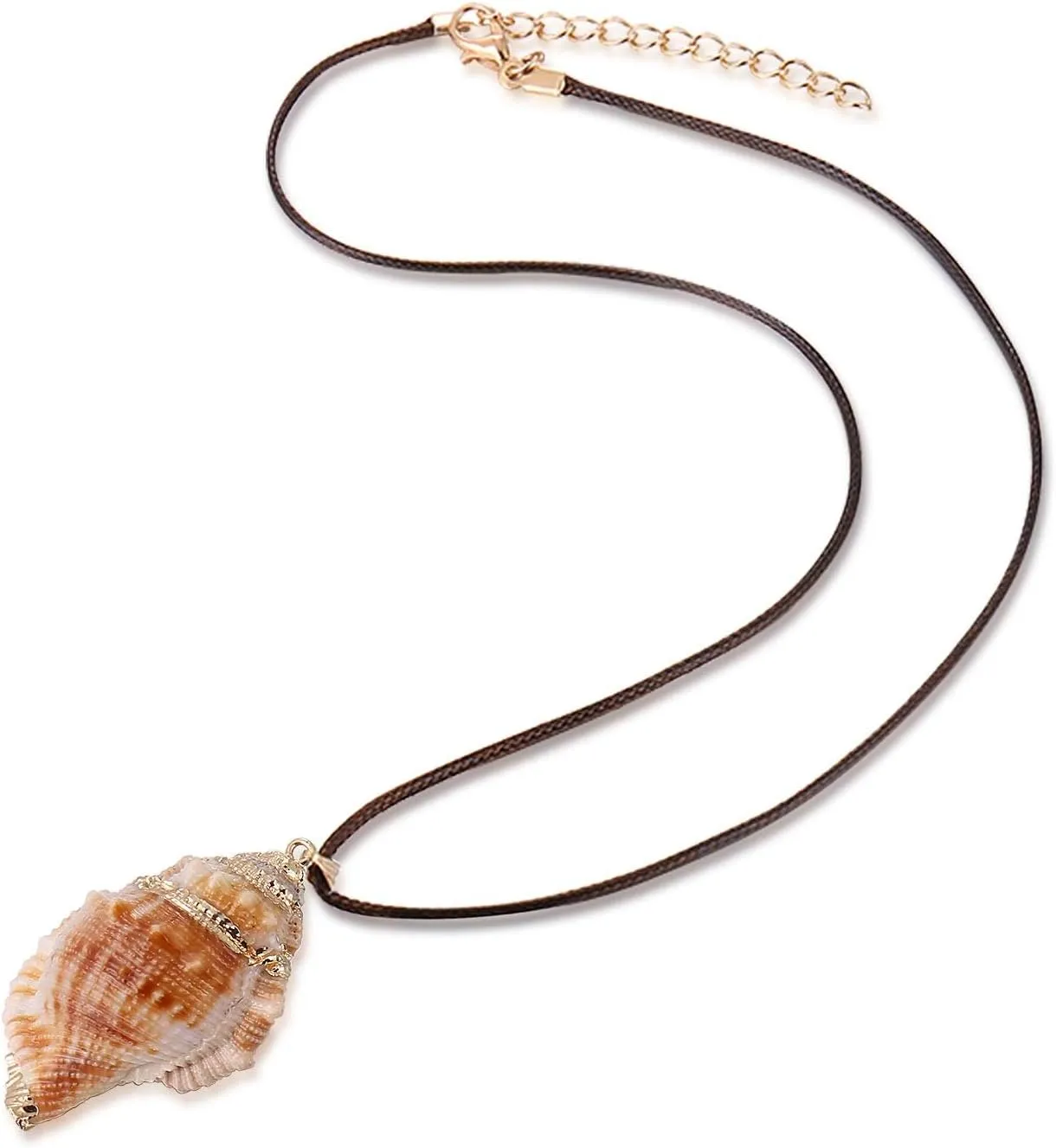 FM FM42 Natural Seashell Shell Scallop Conch Pendant Necklace with 27" Long Rope Chain (25 Styles)