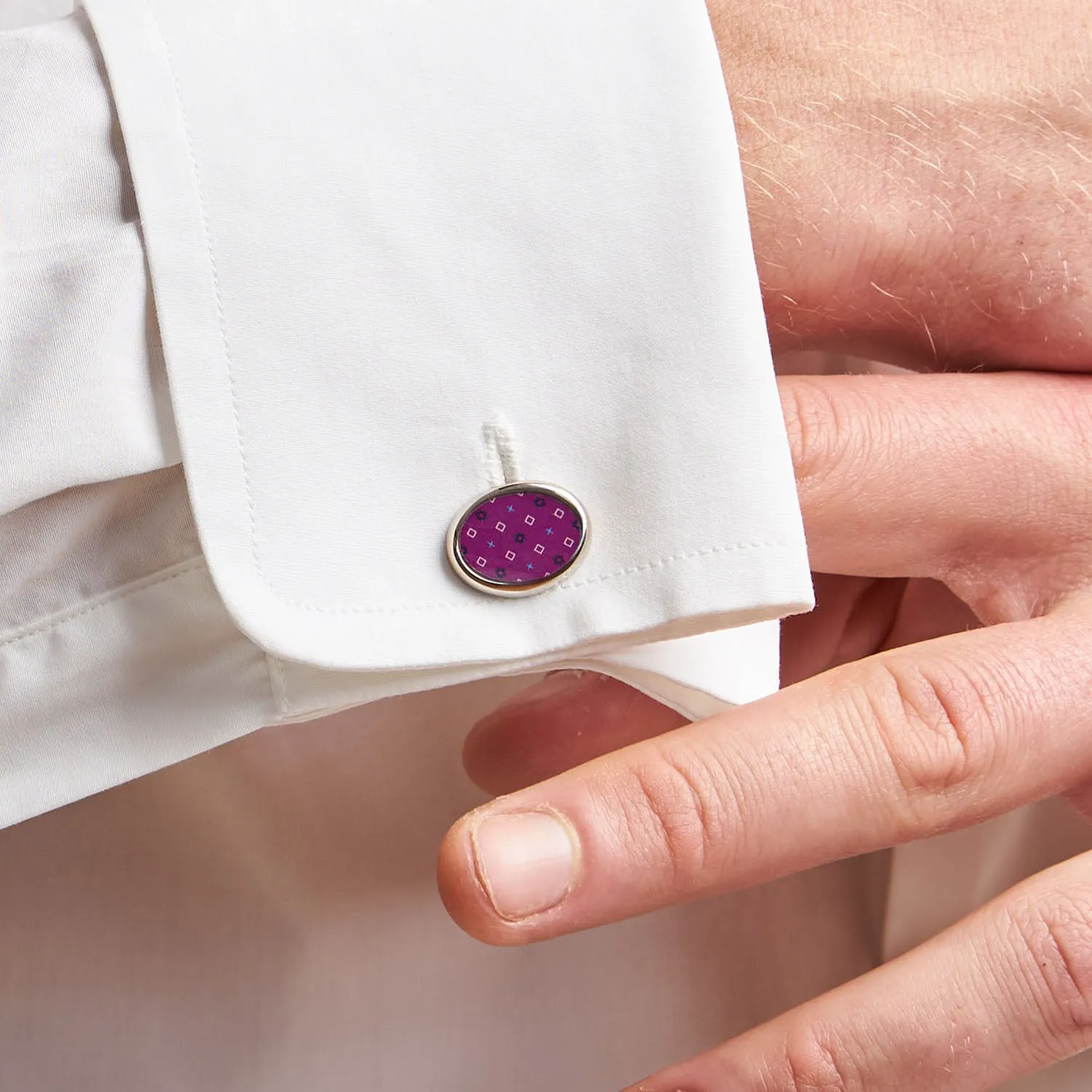 FUCSIA SILVER CUFFLINKS