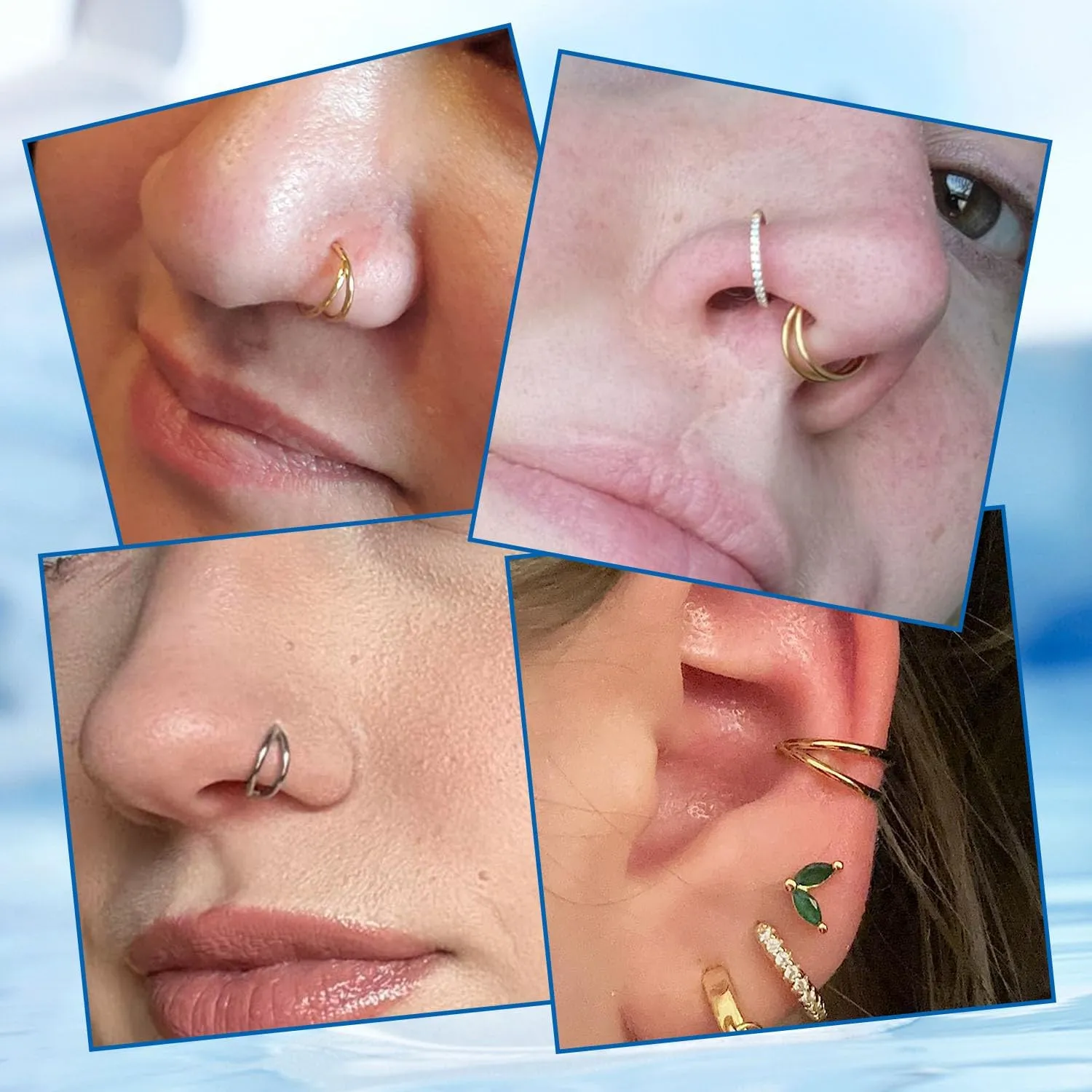 FUNLMO 3Pcs Nose Rings 316L Surgical Steel Septum Rings Tragus Helix Conch Rook Daith Piercing Jewelry Cartilage Earring Lip Rings for Women Men