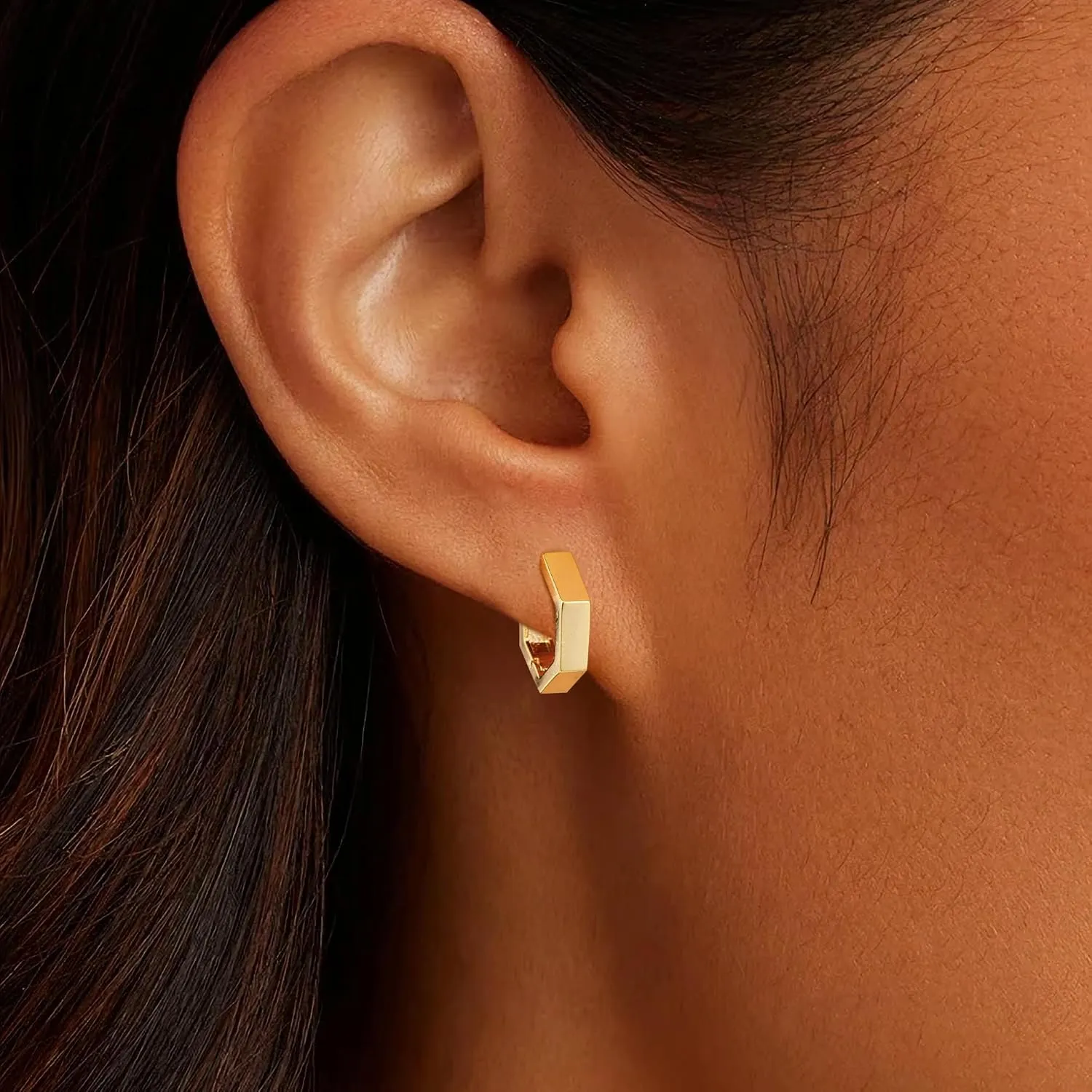 Gacimy Gold Huggie Hoop Earrings for Women 14k Gold Plated, Small Hoop Earrings for Women, 1/2 Inch Yellow Color Earrings for Women