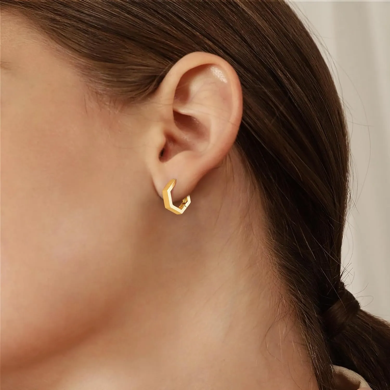 Gacimy Gold Huggie Hoop Earrings for Women 14k Gold Plated, Small Hoop Earrings for Women, 1/2 Inch Yellow Color Earrings for Women