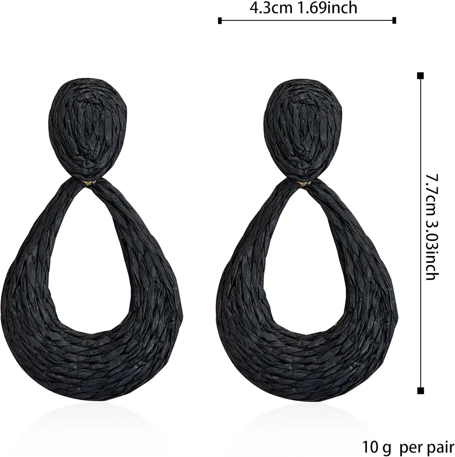 GBAHFY Boho Raffia Teardrop Stud Earrings Handmade Statement Bohemian Teardrop Dangle Earrings for Women
