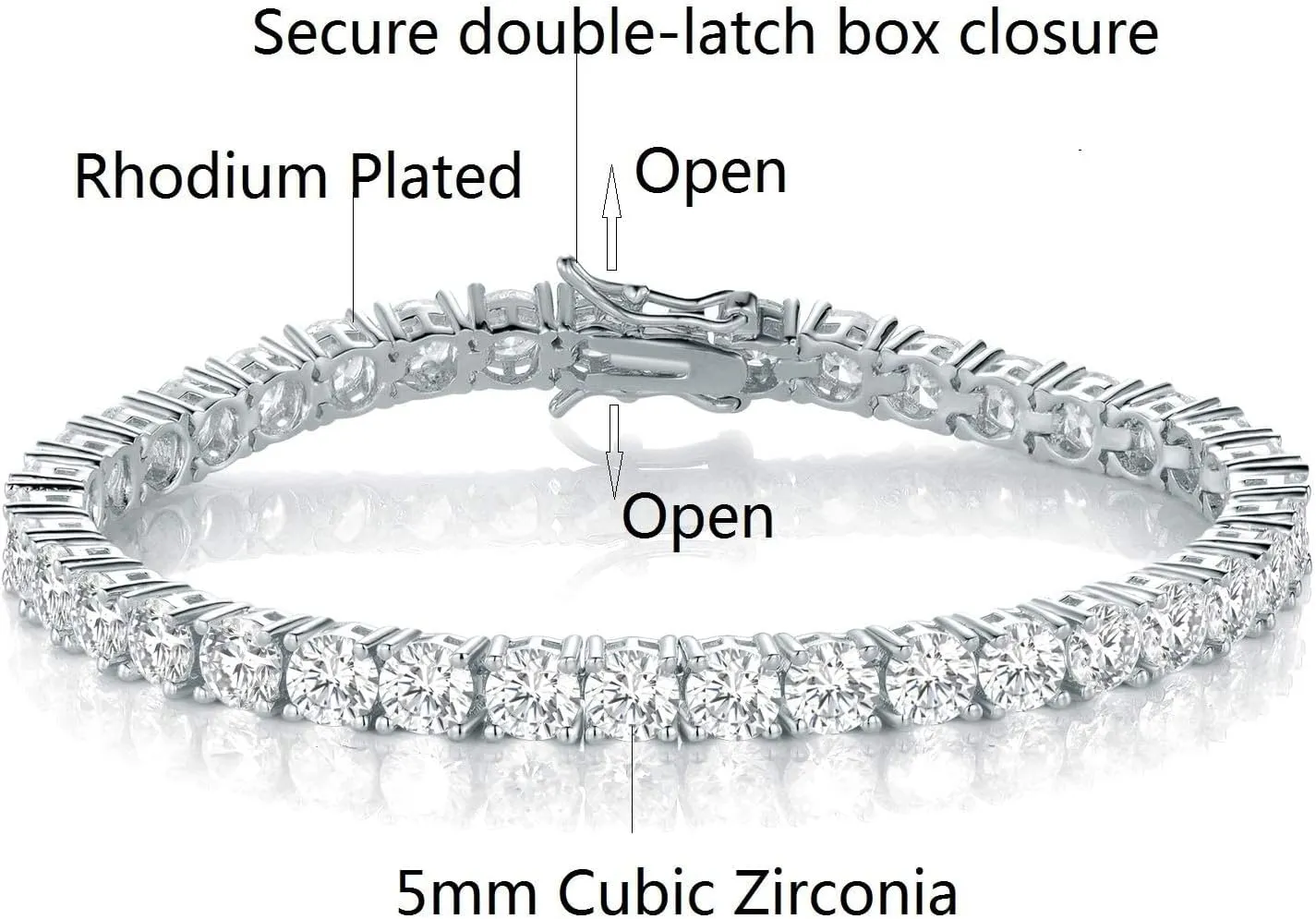 Gemsme 5MM Tennis Bracelet for Women Men, 18K White Gold Plated 5mm Round Cubic Zirconia Classic Tennis Bracelet