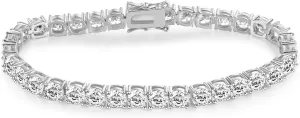 Gemsme 5MM Tennis Bracelet for Women Men, 18K White Gold Plated 5mm Round Cubic Zirconia Classic Tennis Bracelet