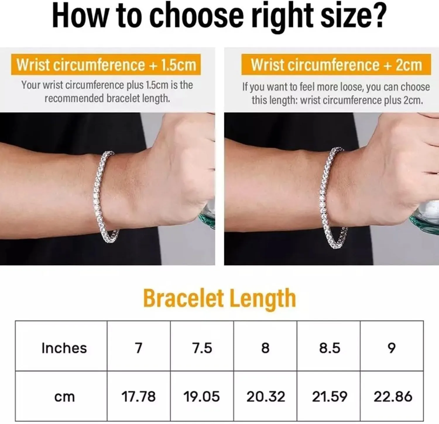 Gemsme 5MM Tennis Bracelet for Women Men, 18K White Gold Plated 5mm Round Cubic Zirconia Classic Tennis Bracelet