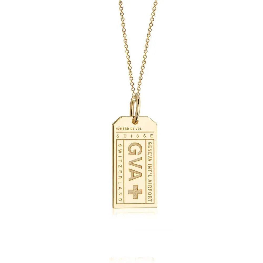 Geneva Swiss GVA Luggage Tag Charm Gold