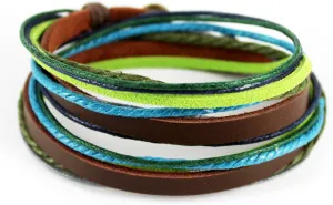 Genuine Leather Cuff Wrap Bracelet,Unisex Multilayer Leather Braided Adjustable Bracelets for Women & Men(Multicolor-4)