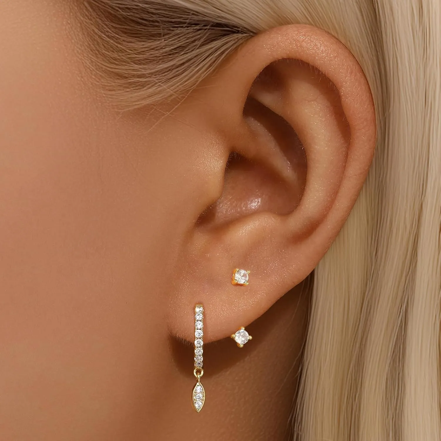 GEORGE  SMITH Sterling Silver Earrings for Women, Silver Crawler Hoop Earrings Set for Multiple Piercing, Small Hoop Earrings Set for Women Trendy Jewelry Gift