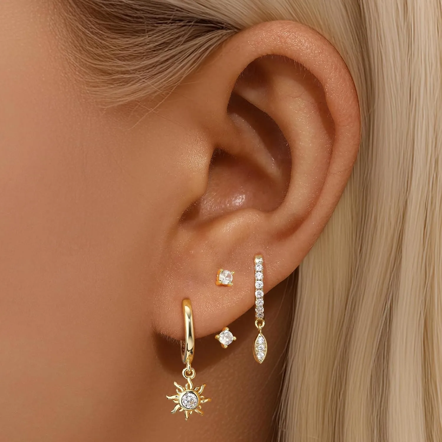 GEORGE  SMITH Sterling Silver Earrings for Women, Silver Crawler Hoop Earrings Set for Multiple Piercing, Small Hoop Earrings Set for Women Trendy Jewelry Gift