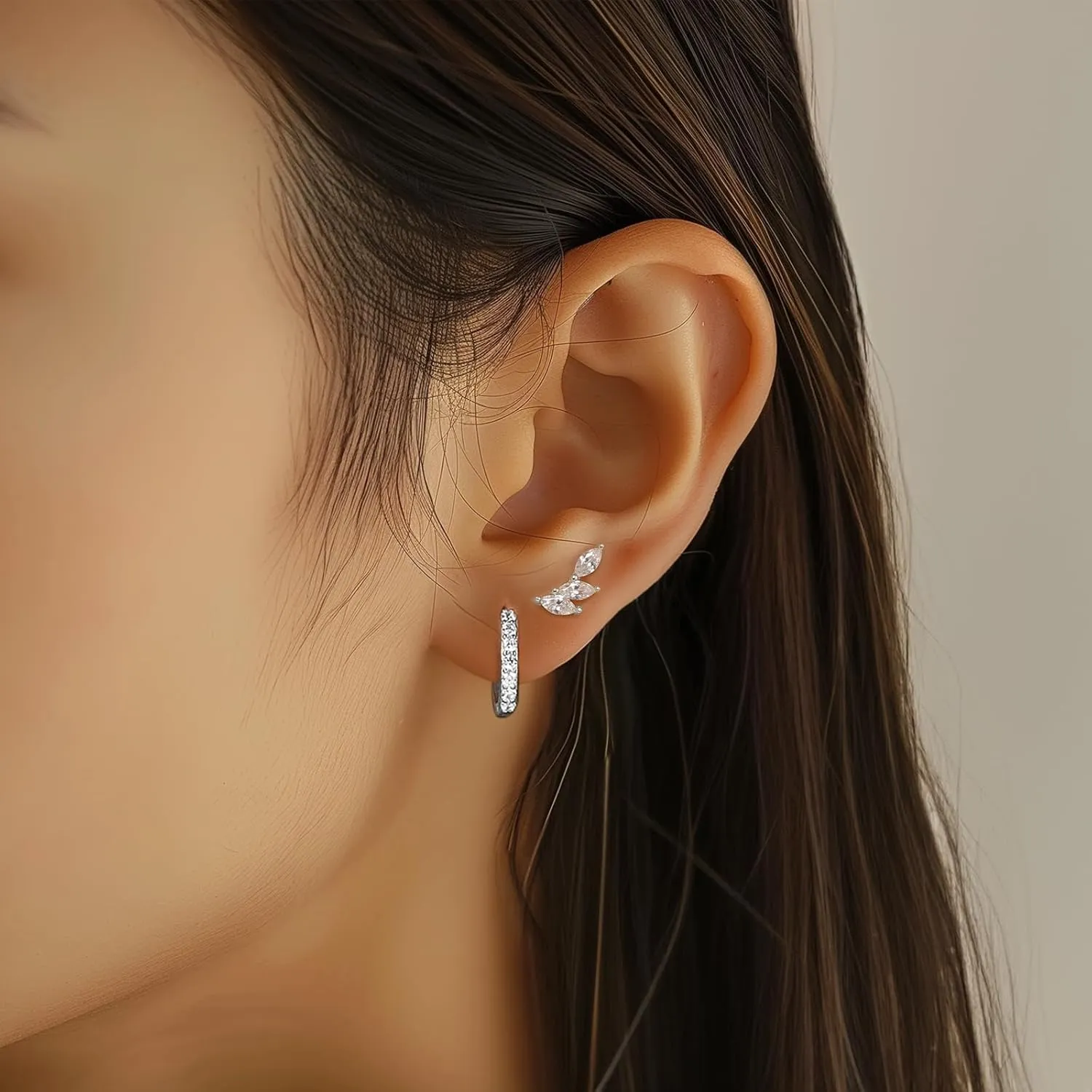 GEORGE  SMITH Sterling silver Earrings Set for Women, 14K gold plated Earrings Girls, 3 Pairs Earrings Set Hypoallergenic for Multiple Piercing
