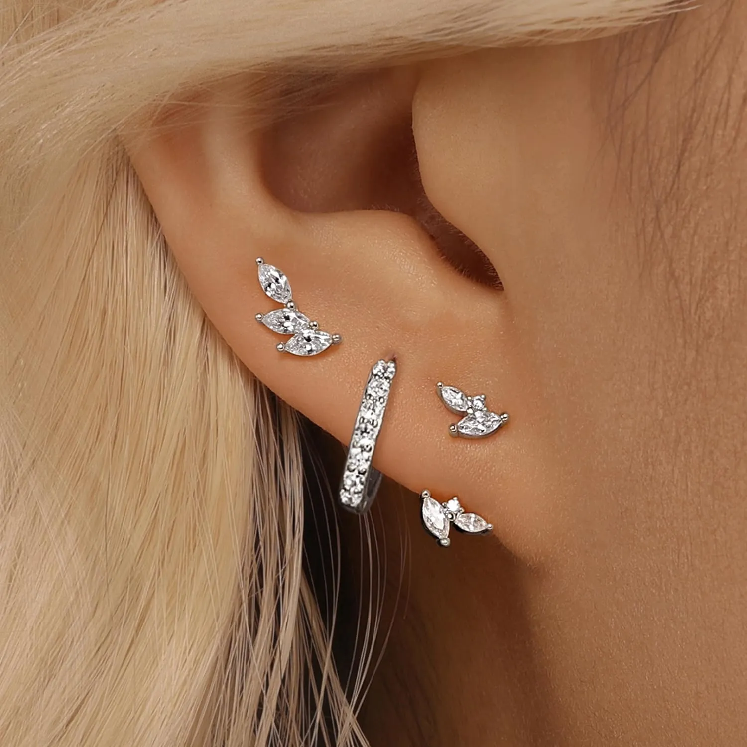 GEORGE  SMITH Sterling silver Earrings Set for Women, 14K gold plated Earrings Girls, 3 Pairs Earrings Set Hypoallergenic for Multiple Piercing