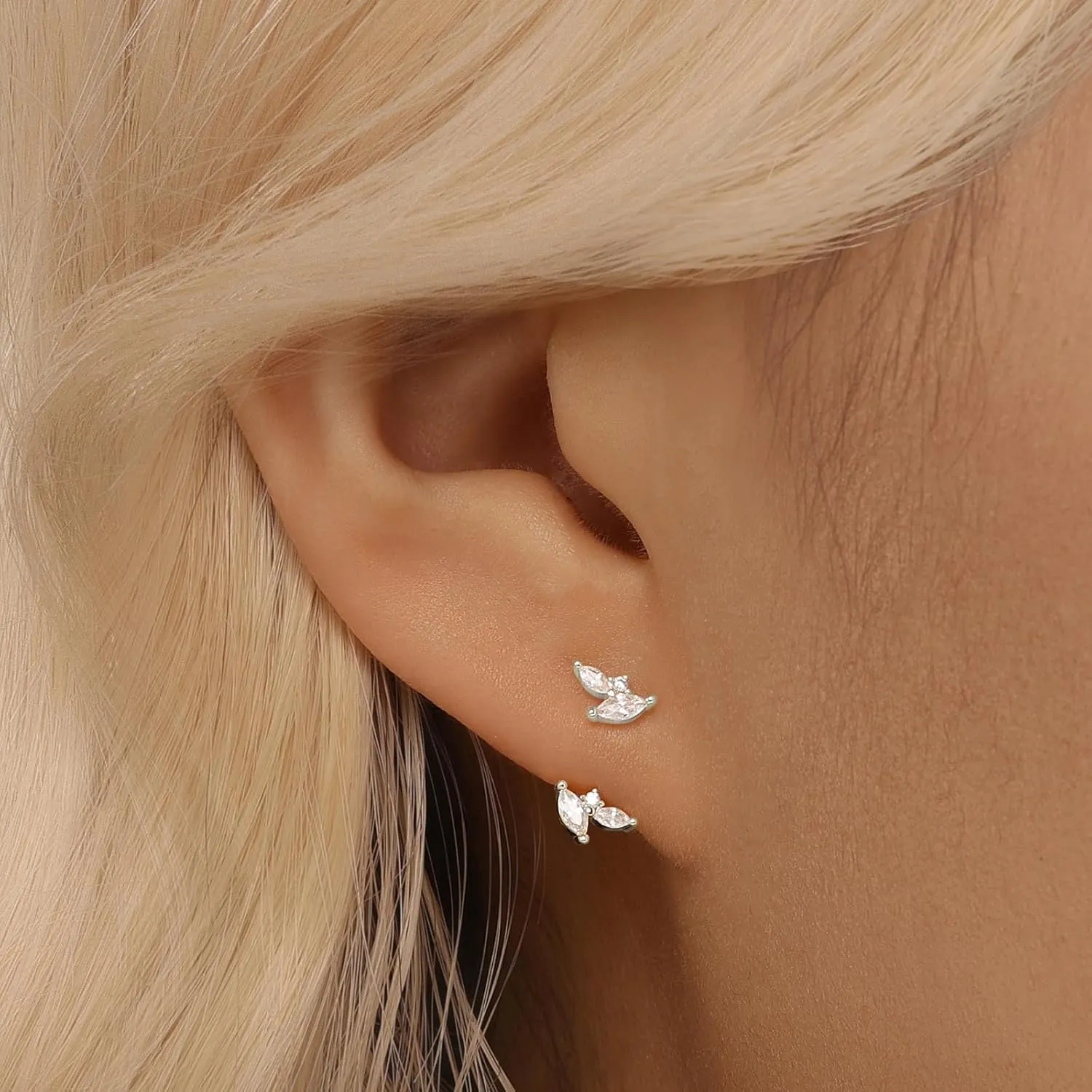 GEORGE  SMITH Sterling silver Earrings Set for Women, 14K gold plated Earrings Girls, 3 Pairs Earrings Set Hypoallergenic for Multiple Piercing