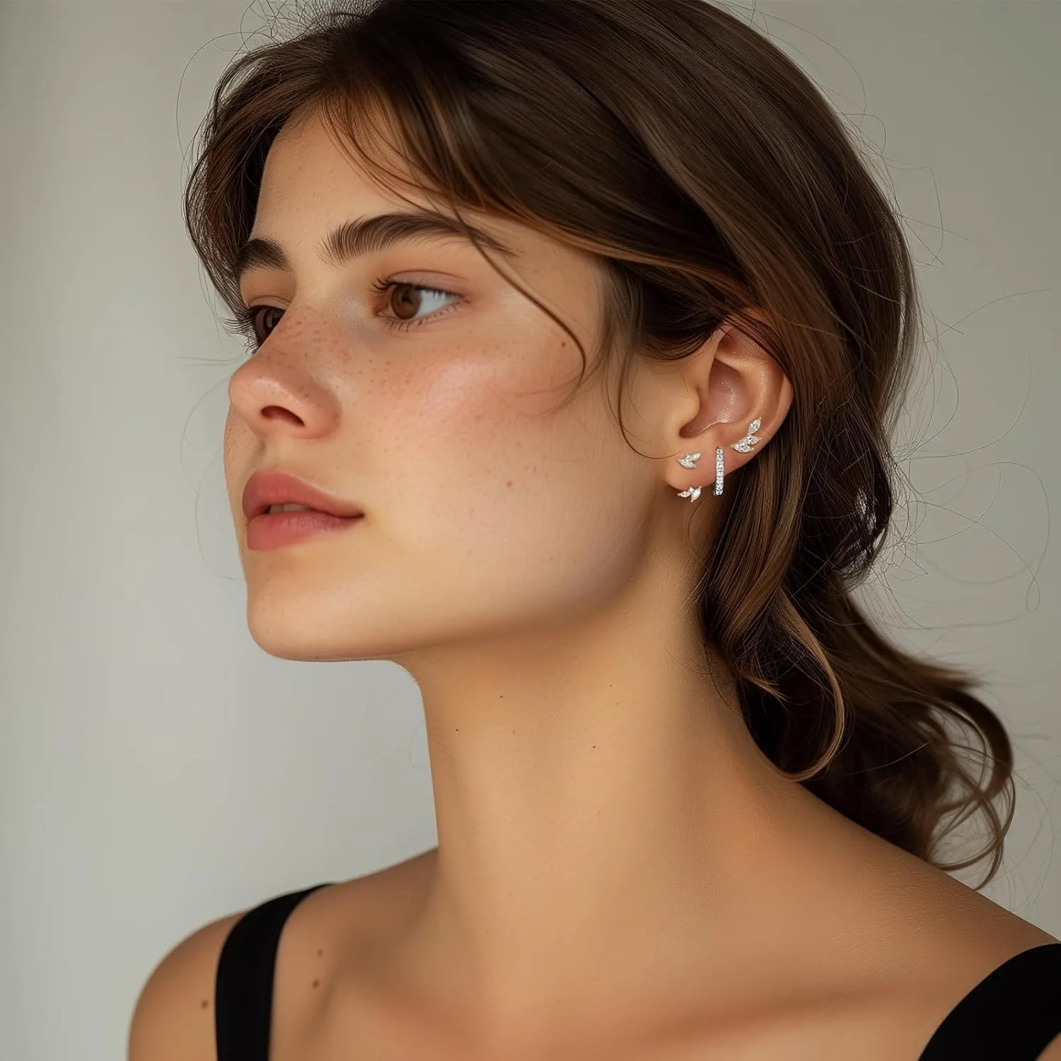 GEORGE  SMITH Sterling silver Earrings Set for Women, 14K gold plated Earrings Girls, 3 Pairs Earrings Set Hypoallergenic for Multiple Piercing